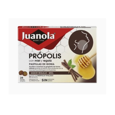 JUANOLA PASTILLAS BLANDAS DE PROPOLIS CON MIEL Y REGALIZ 24 PASTILLAS DE GOMA