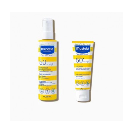 MUSTELA PACK PROTECCION SOLAR: LECHE SOLAR SPF50+ 40 ML+ SPRAY CORPORAL 200 ML