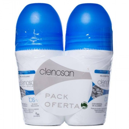 CLENOSAN DUPLO DESODORANTE BS+ ALUMBRE SIN ALCOHOL ROLL ON 2 X 75 ML