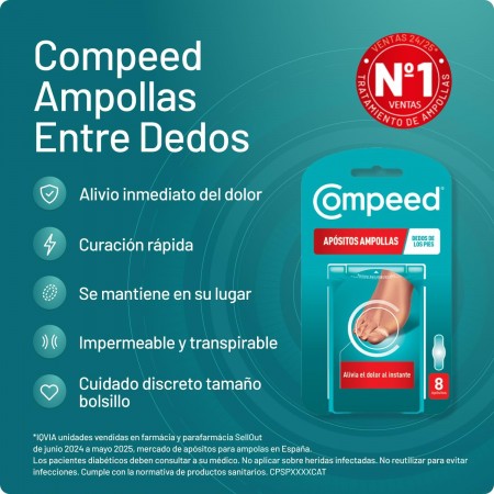COMPEED AMPOLLAS HIDROCOLOIDE DEDOS DE LOS PIES 8 APOSITOS
