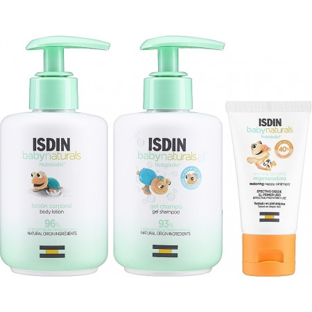 ISDIN BABY NATURAL CANASTILLA MINIBOX: GEL-CHAMPU 200ML + LOCION 200ML + POMADA REGENERADORA 20ML