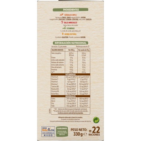 NESTLE PAPILLA 8 CEREALES 0% AZUCARES AÑADIDOS +6 MESES 330 G