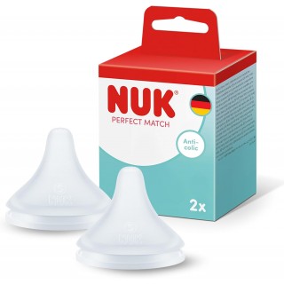 NUK PERFECT MATCH TETINA DE SILICONA ANTICOLICO TALLA 2 +3MESES FLUJO M 2 UNIDADES