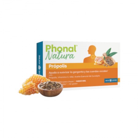 PHONAL NATURA PROPOLIS SUAVIZA GARGANTA Y CUERDAS VOCALES 24 PASTILLAS SABOR MIEL