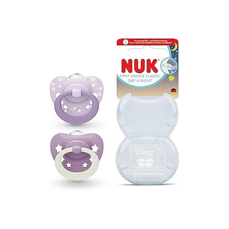 NUK CHUPETE SILICONA FIRST CHOICE DIA Y NOCHE 0-6 MESES  2 U