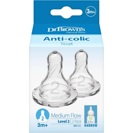DR BROWN´S TETINA SILICONA NATURAL FLOW STANDARD NIVEL 2 +3 MESES BOCA ESTRECHA