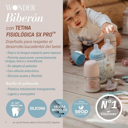 SUAVINEX BIBERON TETINA FISIOLOGICA SILICONA SX PRO +6 MESES 360 ML