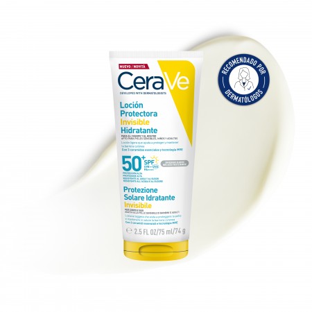 CeraVe loción protectora invisible hidratante SPF 50+ de 75 ml recomendada por dermatólogos