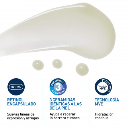 Textura suave con tecnología de liberación prolongada MVE de CeraVe retinol"