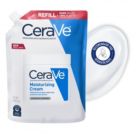 Eco-recarga CeraVe crema hidratante de 454 g recomendada por dermatólogos