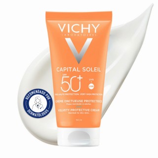 Vichy Capital Soleil Crema Untuosa Protectora Facial SPF 50+ recomendada por dermatólogos
