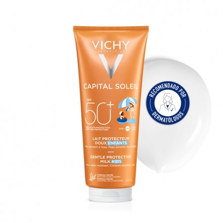 Vichy Capital Soleil Leche Niños SPF 50+ de 300 ml recomendada por pediatras y dermatólogos