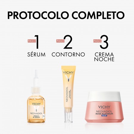 Protocolo antiedad completo de Vichy con sérum, contorno de ojos y crema de noche Rose Platinium