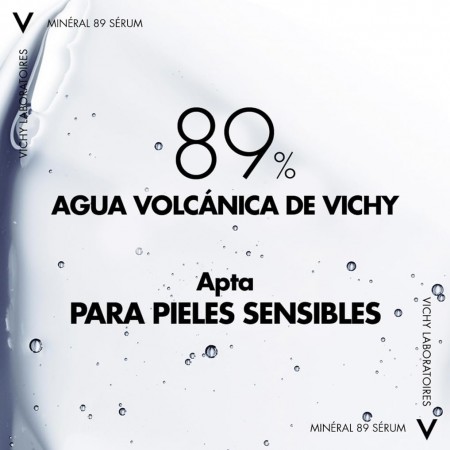 Fórmula de Vichy Minéral 89 Ojos concentrada con un 89% de agua volcánica para pieles sensibles