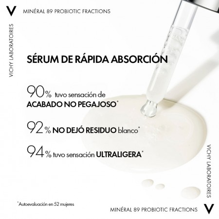 Textura ultraligera de rápida absorción y acabado no pegajoso del sérum de Vichy