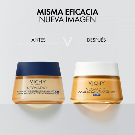 Evolución del diseño de envase del tratamiento nocturno Vichy Neovadiol Complejo Sustitutivo