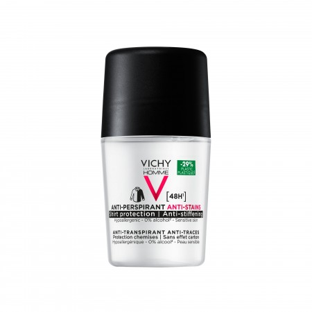 Vichy Homme desodorante antitranspirante antimanchas en formato roll-on de 50 ml