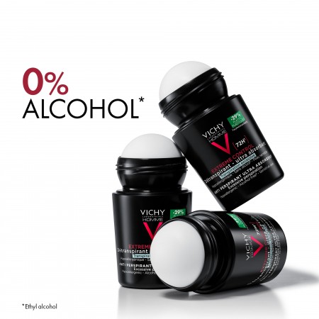Fórmula de alta tolerancia Vichy Homme desodorante 72 horas sin alcohol para evitar irritaciones
