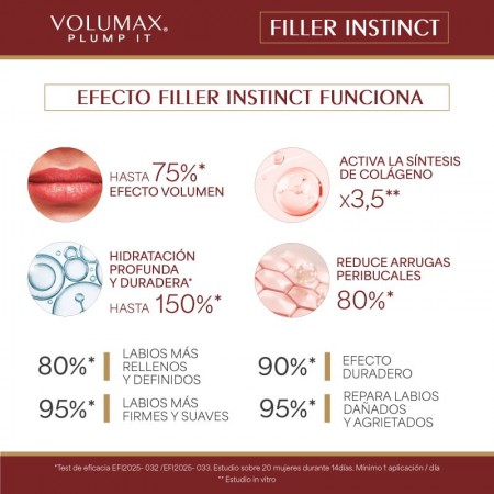 VOLUMAX PLUMP IT PACK FILLER INSTINCT: STICK LABIAL DIA 4 G + BALSAMO LABIAL NOCHE 4 G