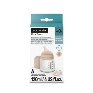 SUAVINEX ZERO ZERO BIBERON ANTICOLICO TETINA DE SILICONA FLUJO ADAPTABLE 120 ML COLOR LIGHT