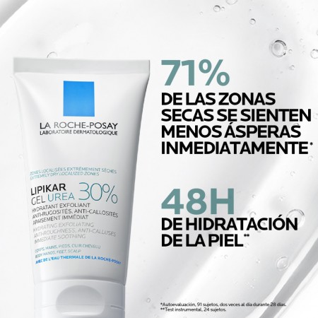 Eficacia alisadora e hidratante de 48 horas de La Roche-Posay Lipikar Gel Urea 30%