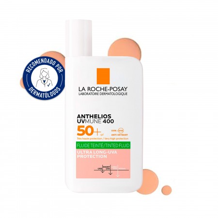 La Roche-Posay Anthelios Oil Control UVMune 400 SPF50+ fluido con color recomendado por dermatólogos