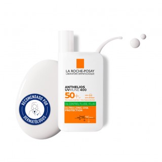La Roche-Posay Anthelios Oil Control UVMune 400 SPF50+ fluido matificante recomendado por dermatólogos