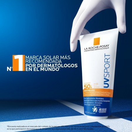 Loción protectora solar para deportistas La Roche-Posay Anthelios UVSport avalada por dermatólogos