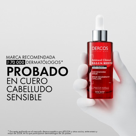 Sérum anticaída testado en cuero cabelludo sensible Vichy Dercos Aminexil Clinical Regen Booster