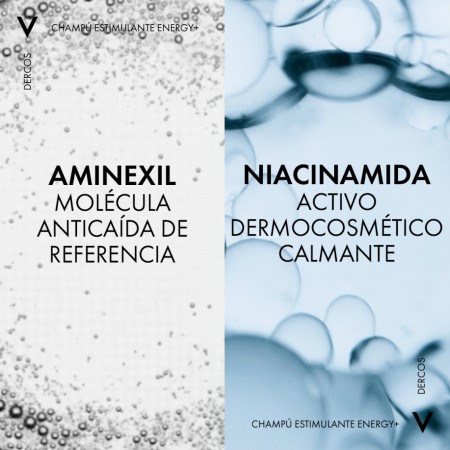 Ingredientes activos Aminexil y Niacinamida en el champú estimulante fortificante Vichy Dercos