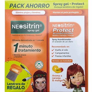 NEOSITRIN PACK TRATAMIENTO SPRAY GEL 100 ML + PROTECT ACONDICIONADOR 100 ML + LENDRERA REGALO