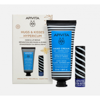 APIVITA PACK HIDRATANTE AZUL REPARACION CREMA MANOS SECAS HIPERICO + LABIAL