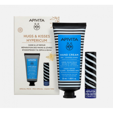 APIVITA PACK HIDRATANTE AZUL REPARACION CREMA MANOS SECAS HIPERICO + LABIAL
