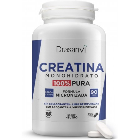 DRASANVI CREATINA MONOHYDRATO 80 MESH SABOR NEUTRO 90 COMPRIMIDOS