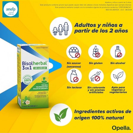 BISOLHERBAL 3EN1 TOS Y GARGANTA JARABE 100 ML