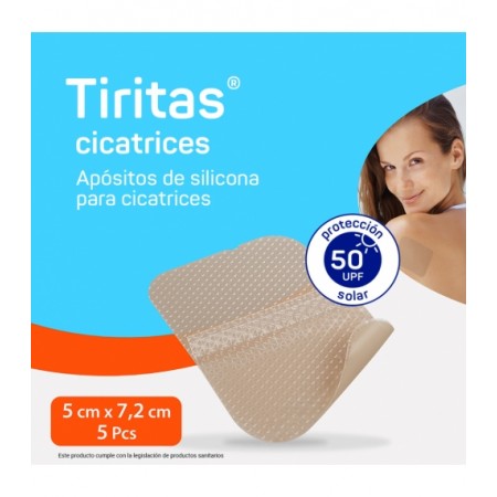 TIRITAS CICATRICES SILICONA APOSITO ADHESIVO 5 UNIDADES  7,2 CM X 5 CM