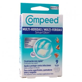 COMPEED MULTI-HERIDAS HIDROCOLOIDE RESISTENTE AL AGUA TAMAÑOS SURTIDOS 9 PARCHES