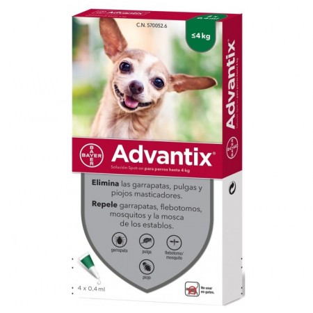 ADVANTIX PERROS HASTA 4 KG 4 PIPETAS