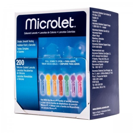 MICROLET DE COLORES LANCETAS 200 U
