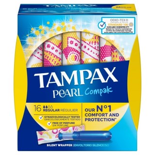 TAMPAX COMPAK PEARL TAMPON 100%ALGODON REGULAR 16 U